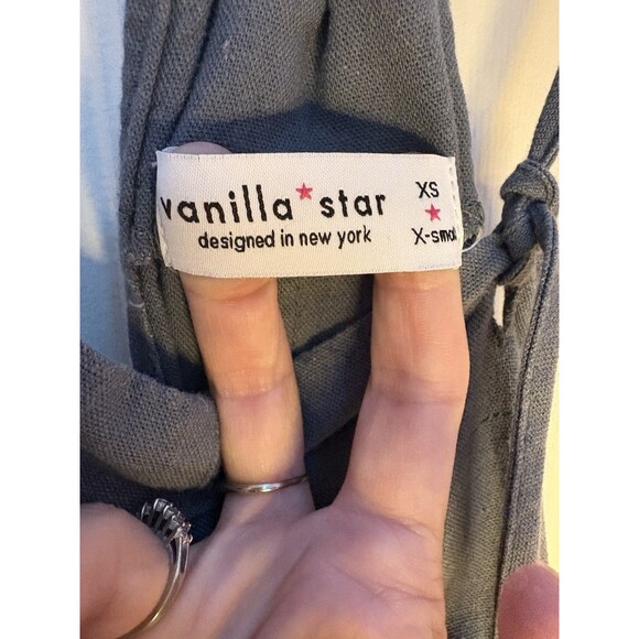 Vanilla Star Gray Grey Jumpsuit Linen Blend XS Casual Boho Lounge Wide Leg - Picture 4 of 6